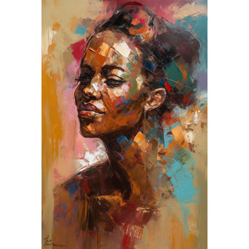 Canvas Wall Art - Abstract Portrait Celebrates Beauty - A1504 - [120 x 80 cm]