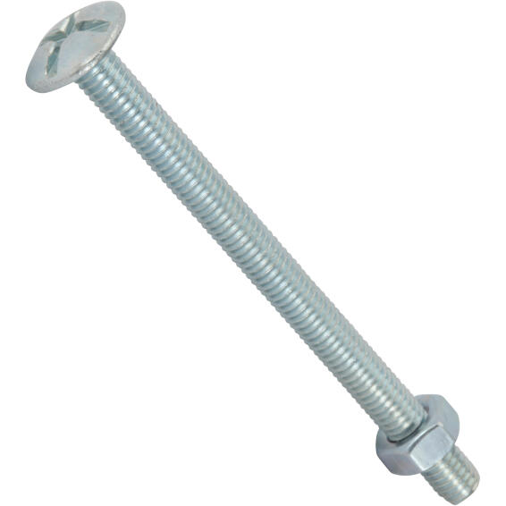 Roofing bolt and nut zinc plated 6.0x80mm 4pc standers