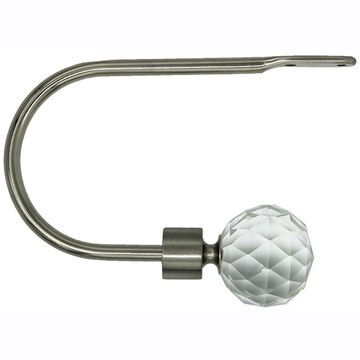 Matoc Designs Curved Curtain Tieback Arm with Crystal Ball Finial - Silver (Pack of 2)