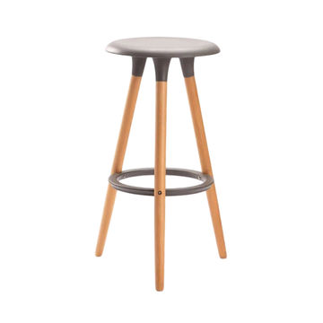 Vividitto - Yoyi Wooden Leg Barstool - Dark Grey