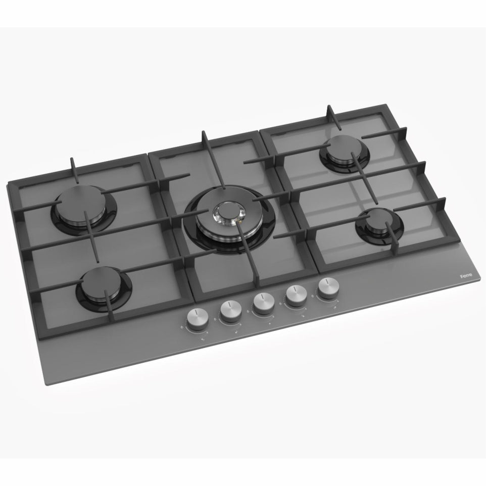 Ferre 90cm Gas Hob Black Glass BL048 LEROY MERLIN South Africa