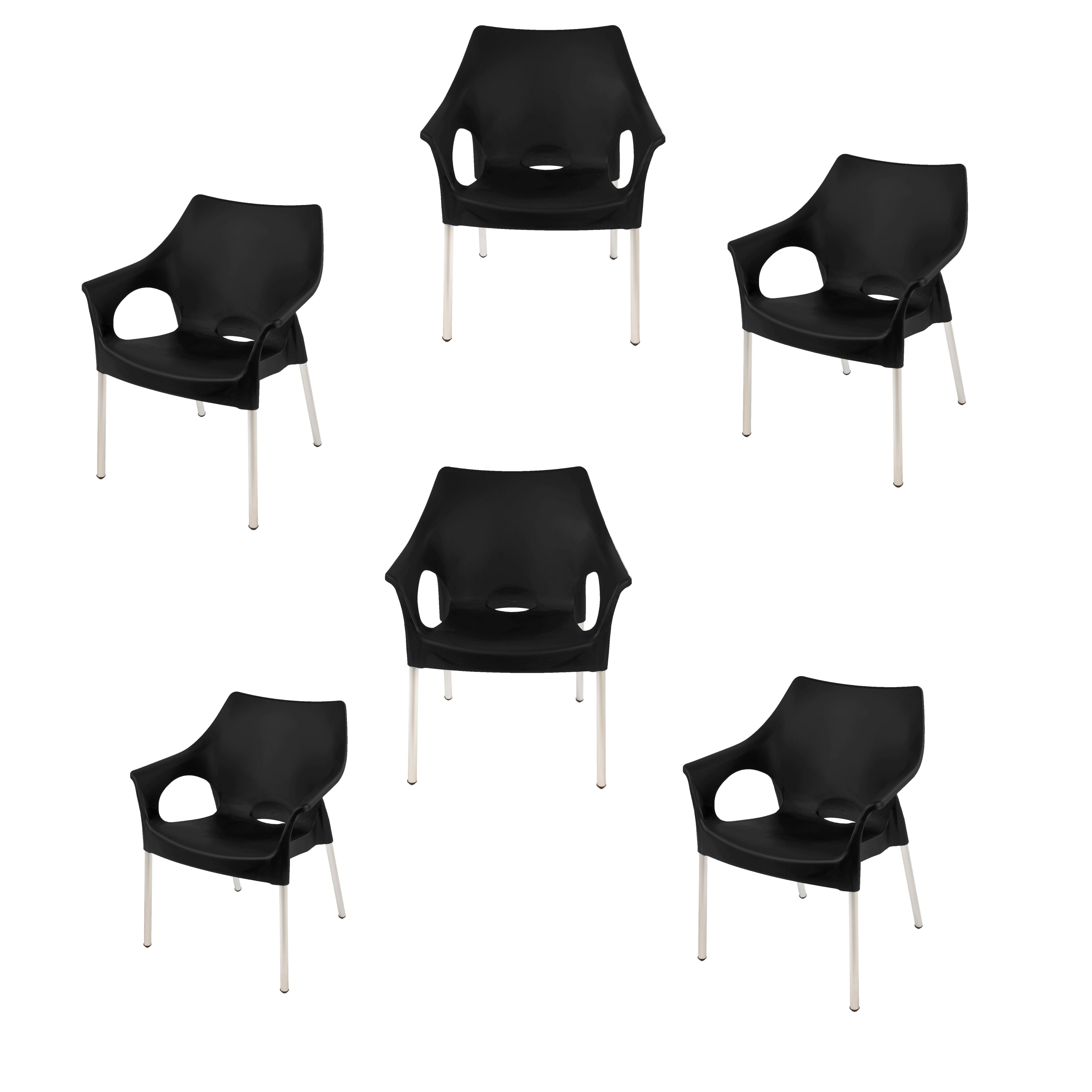 Siena Café Chair/Patio Chair/ Garden Chair / Stacking Chair - MIDNIGHT BLACK - Set of 6