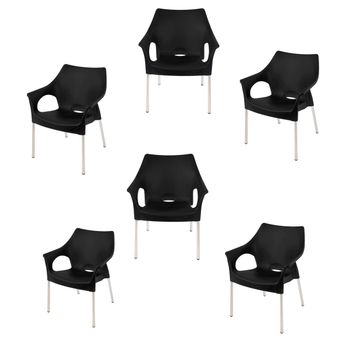 Siena Café Chair/Patio Chair/ Garden Chair / Stacking Chair - MIDNIGHT BLACK - Set of 6