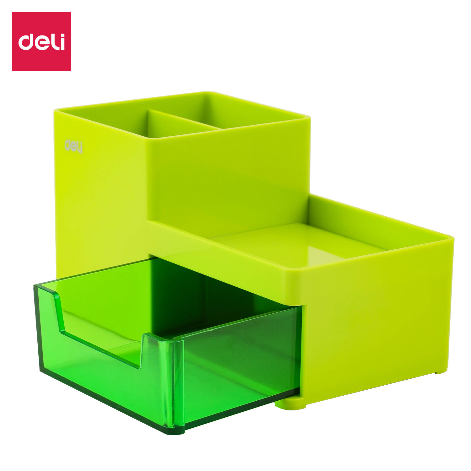 Deli Desk Organizer 1 Drawer 3 Compartment 175x90x92mm PVC Green