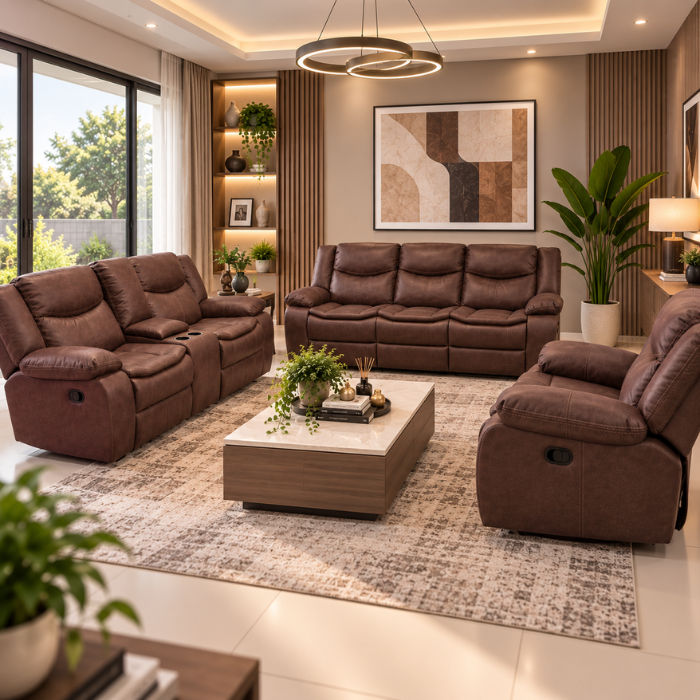 QandAHome – Kensington 6 Seater Recliner Lounge Suite