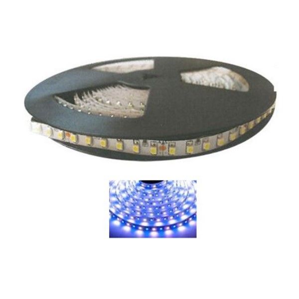 12VDC 60/M LED Blue Flex Strip White PCB Non W/Proof /5M