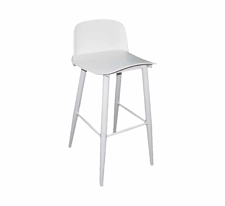Vividitto - Bar Chair With Metal Legs - White