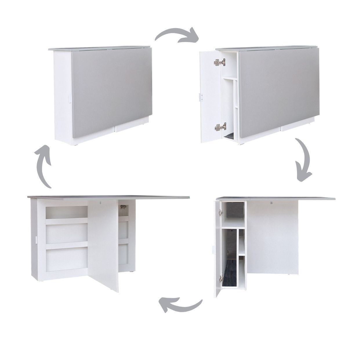 SpaceSave Folding Console Storage Table with Chair Compartment 2 Tone - Grey Whisper