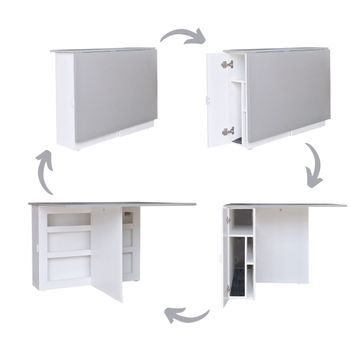 Folding Console Storage Table with Chair Compartment 2 Tone - Grey Whisper