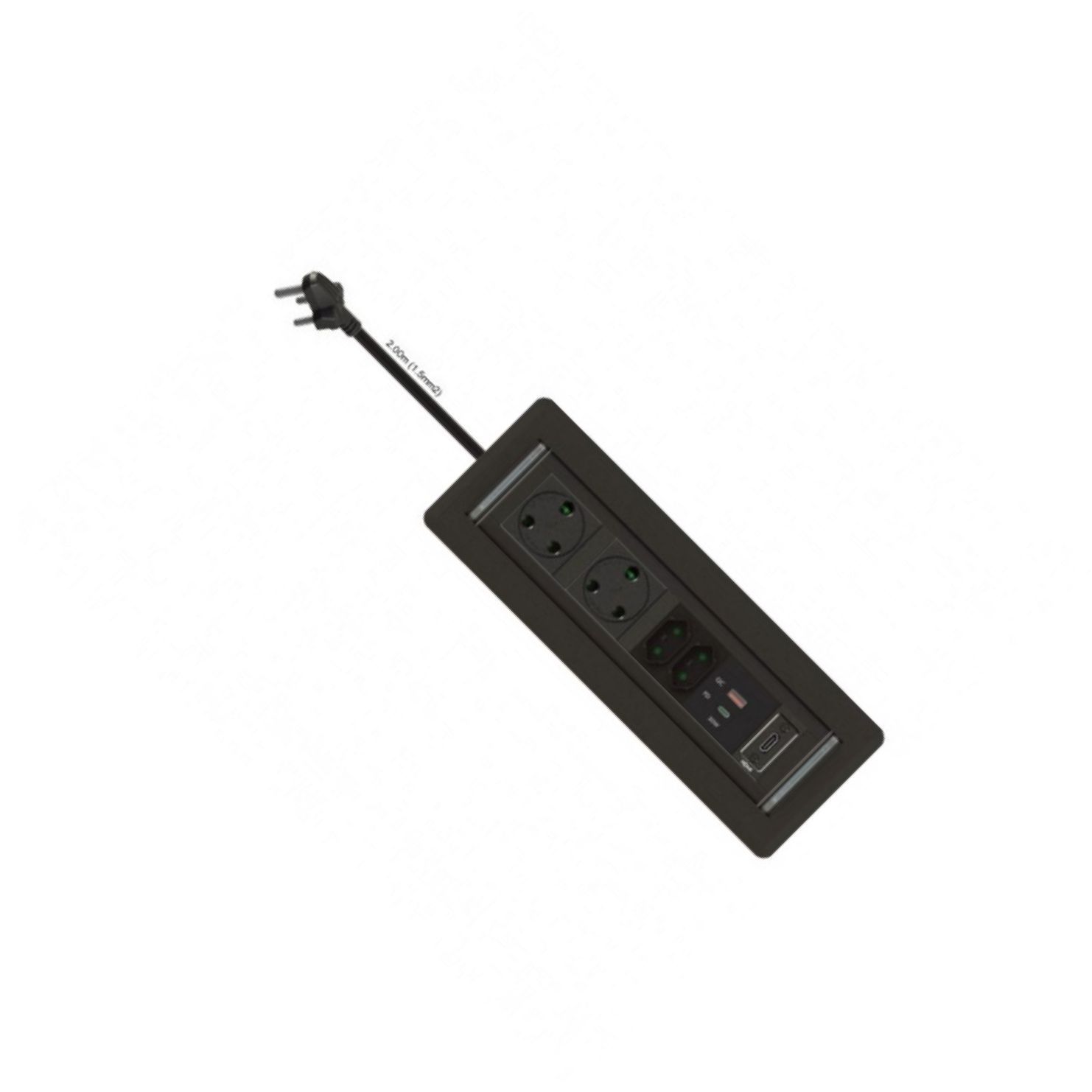 Powerlogic Rotadock recessed muiltiplug MK2 Black
