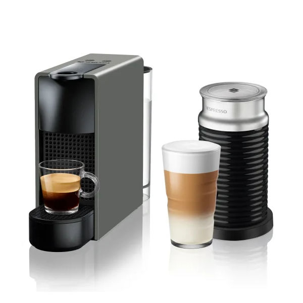 Nespresso Essenza Bundle With Aeroccino Milk Frother - Intense Grey