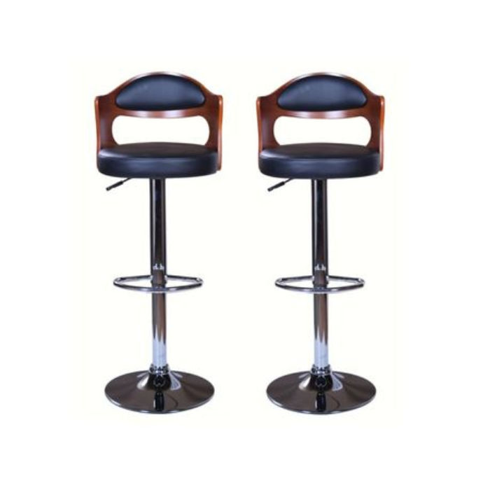 2 Piece 360°swivel Modern Design Bar Stools - Black / Brown