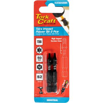 TORX TX 8 IMPACT BIT 50MM 2PC CARDED