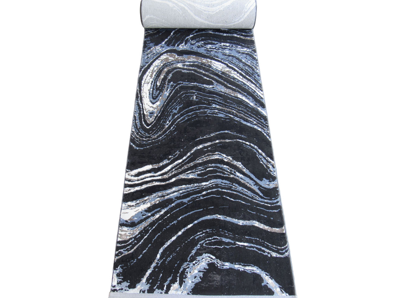 BK Carpets & Rugs – Modern Contemporary  Passage Runner –  Black  & Blue - 80cm x 5m