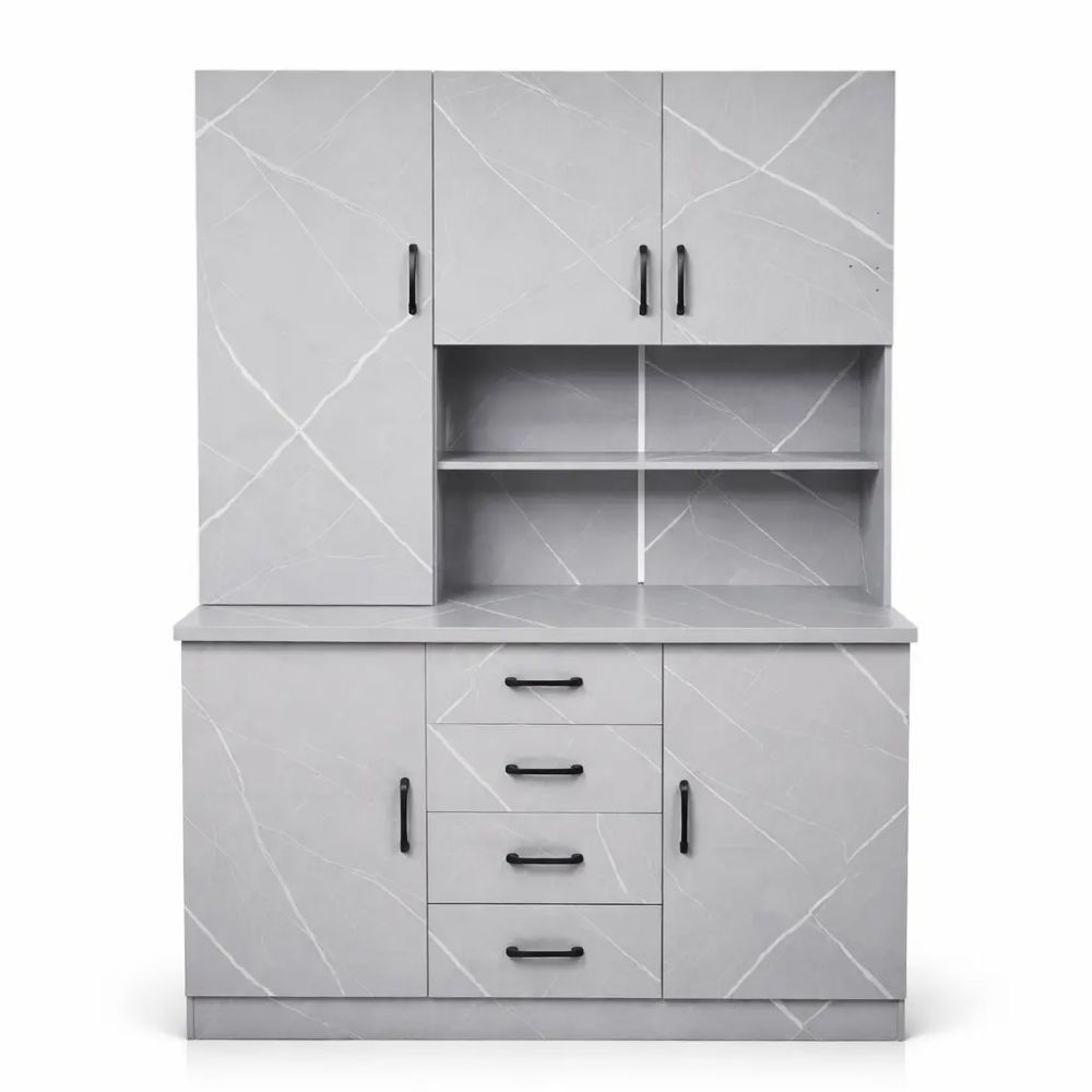 Modern Kitchen Dresser Cabinet 1200mm – Taupe Finish with Drawers, Cupboards and Open Shelving