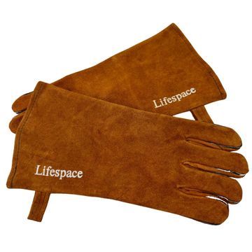 Lifespace Brown Leather Braai Gloves - lined for extra comfort