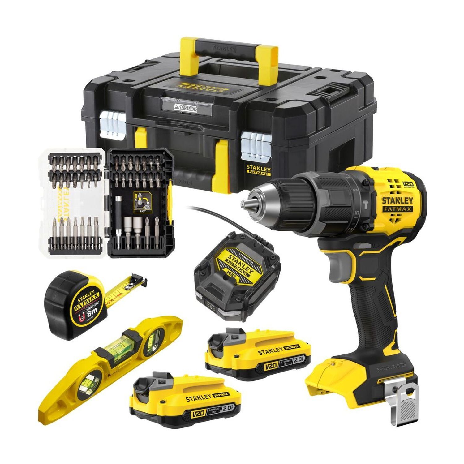 V20 18V Brushless Hammer Drill Starter Kit with Hand Tools & Accessories
