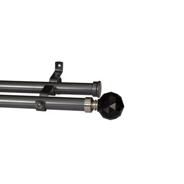 28MM DOUBLE POLE SET-CRYSTAL BALL FINIALS-GUN METAL-1.5M