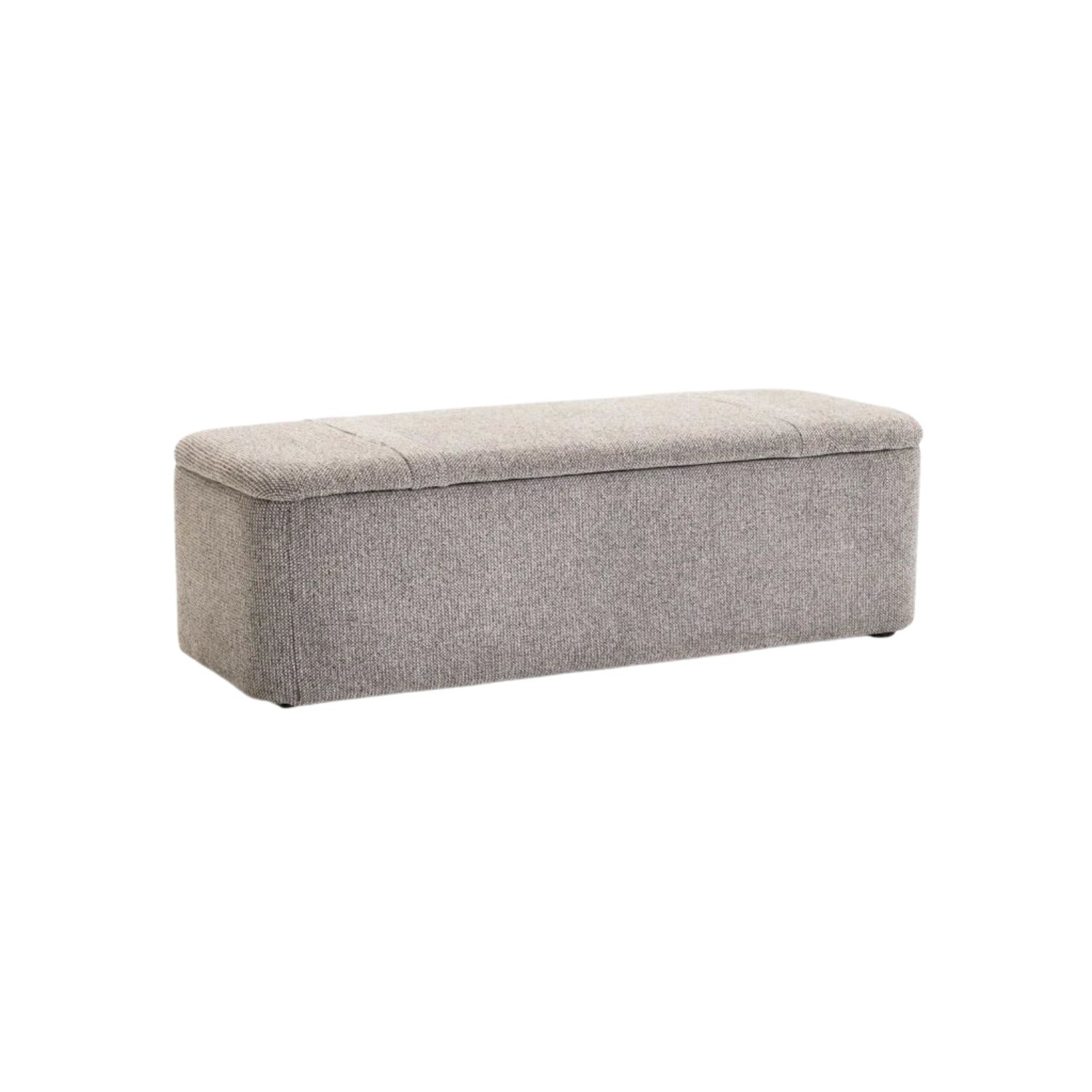 Textured Fabric Storage Bench Ottoman - Grey