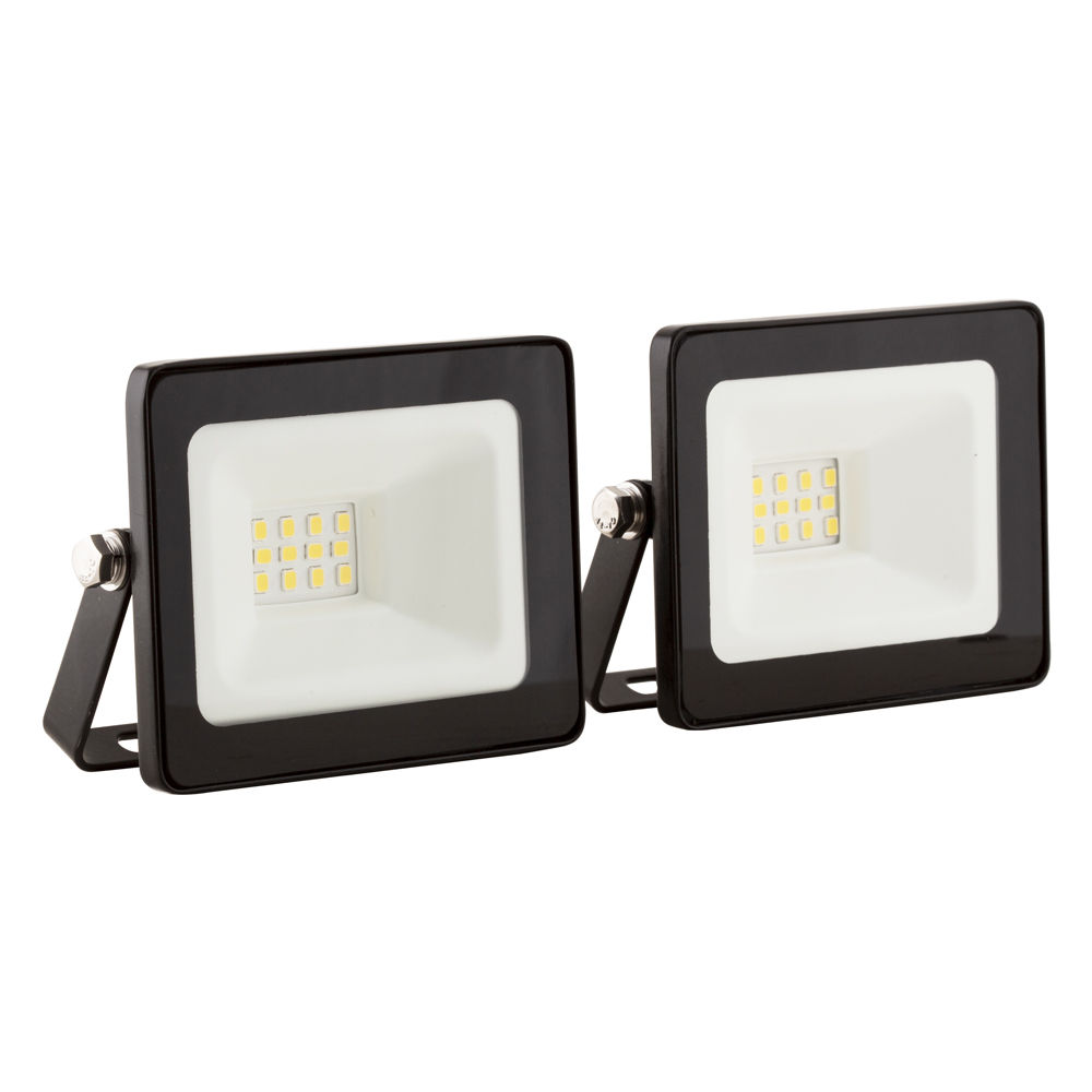 Eurolux LED 10w Floodlight Black 4000K Twin Pack