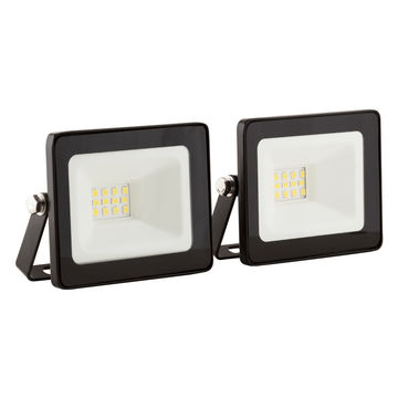 Eurolux LED 10w Floodlight Black 4000K Twin Pack