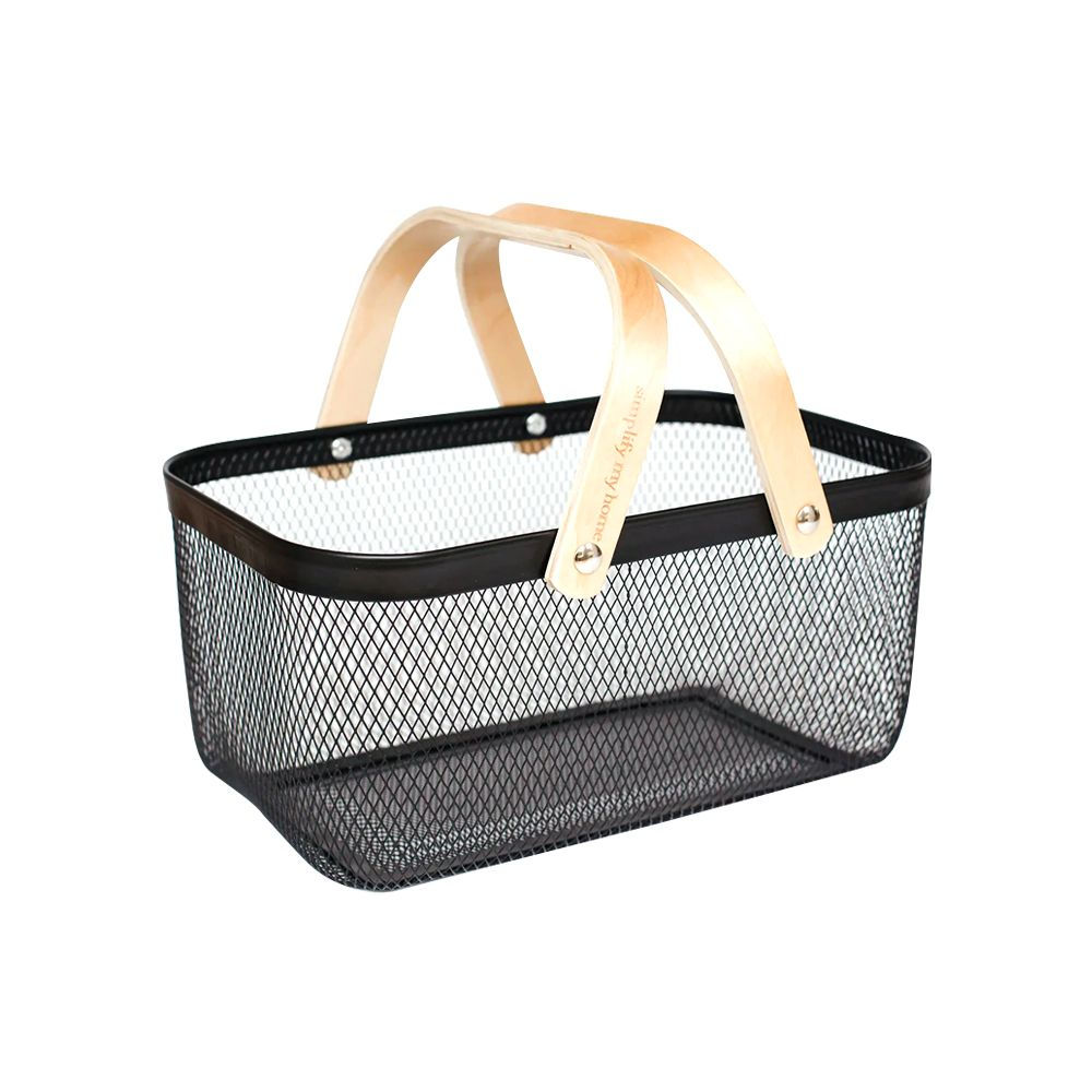 Dream Home Metal Steel Fruit Winslow Wire Basket Bin with Bamboo Handle