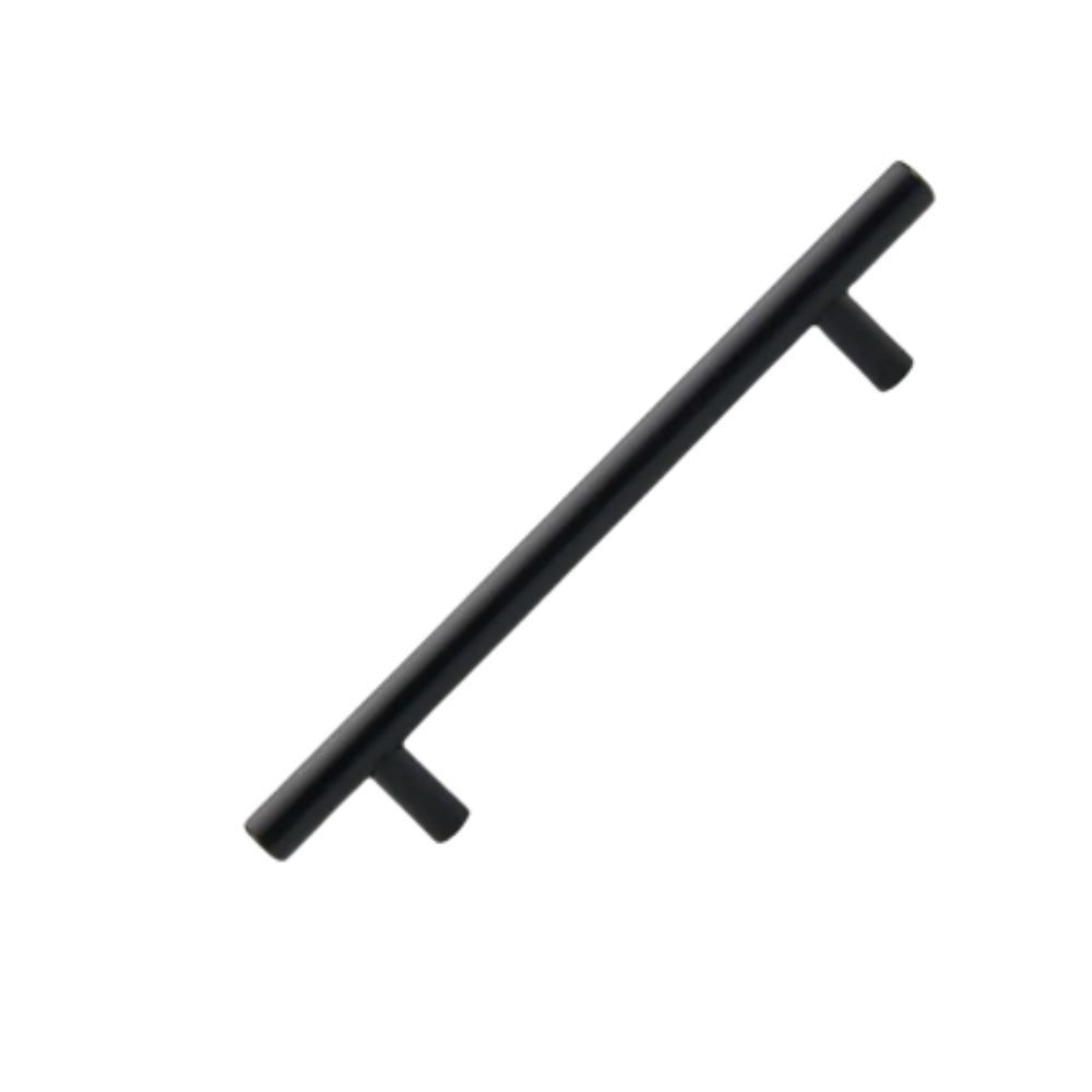 Pack of 6 x Hollow Stainless Steel Barrel Handle, Matt Black, 128mm