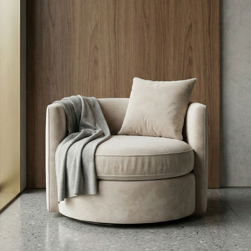 Lucky Furn Velvet Accent Chair - Champagne Beige