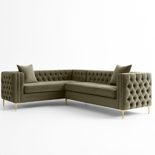 Oxford Chesterfield Corner Button Couch Brown