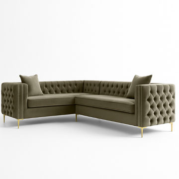 Oxford Chesterfield Corner Button Couch Brown
