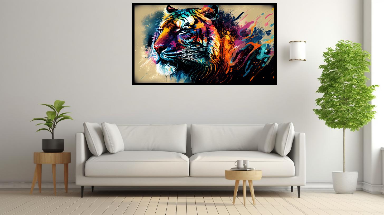 Canvas Wall Art - Colourful Cheetah - B1604 [120 x 80 cm]