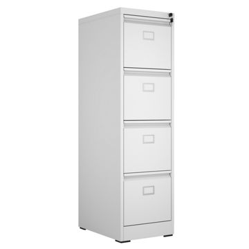 Steel Big Size Vertical 4 Drawer Filing Cabinet Cupboard Locker Swan Handle With Card Slots - White