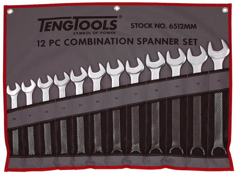 12PC Combination Spanner Set 20-32mm - Tool Roll