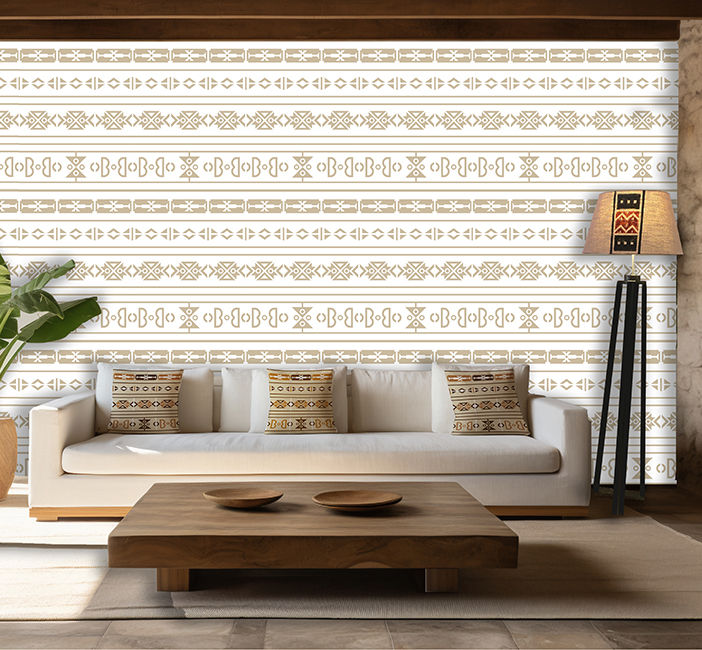 Sepedi African Print Wallpaper Beige
