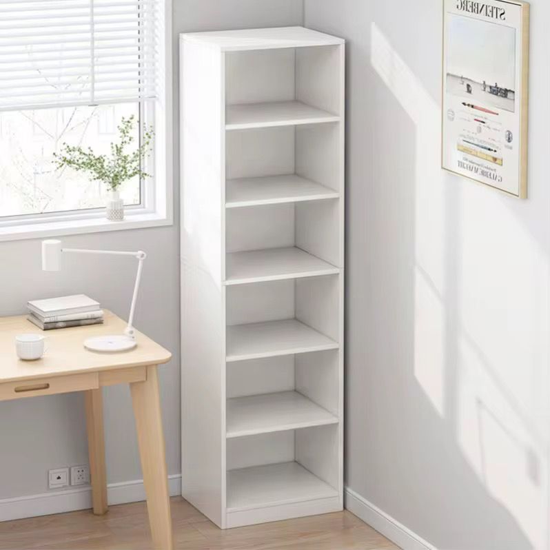 Modern Closed Back Bookshelf Engineered Wood Bookcase for Home Small Corner Bookshelf Shelf Corner Locker Floor Bookcase Narrow Gap Space-saving Storage Cabinet