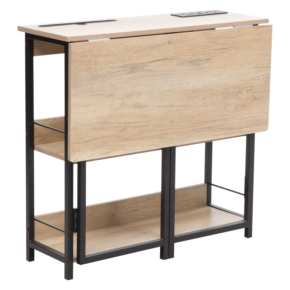 Everfurn Viron Folding Desk with x2 prong plugs and USB
