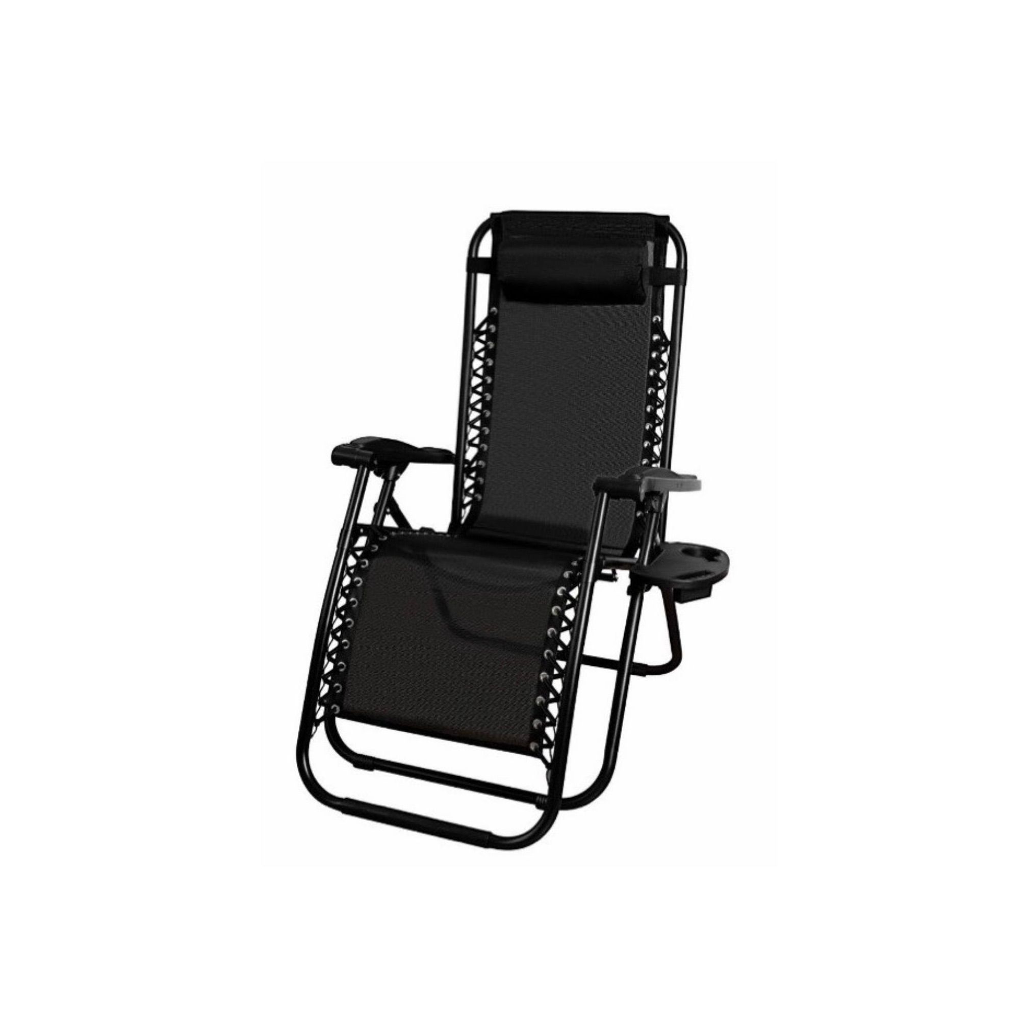 RelaxPro Foldable Outdoor Zero Gravity Recliner Chair with Head Cushion & Side Tray