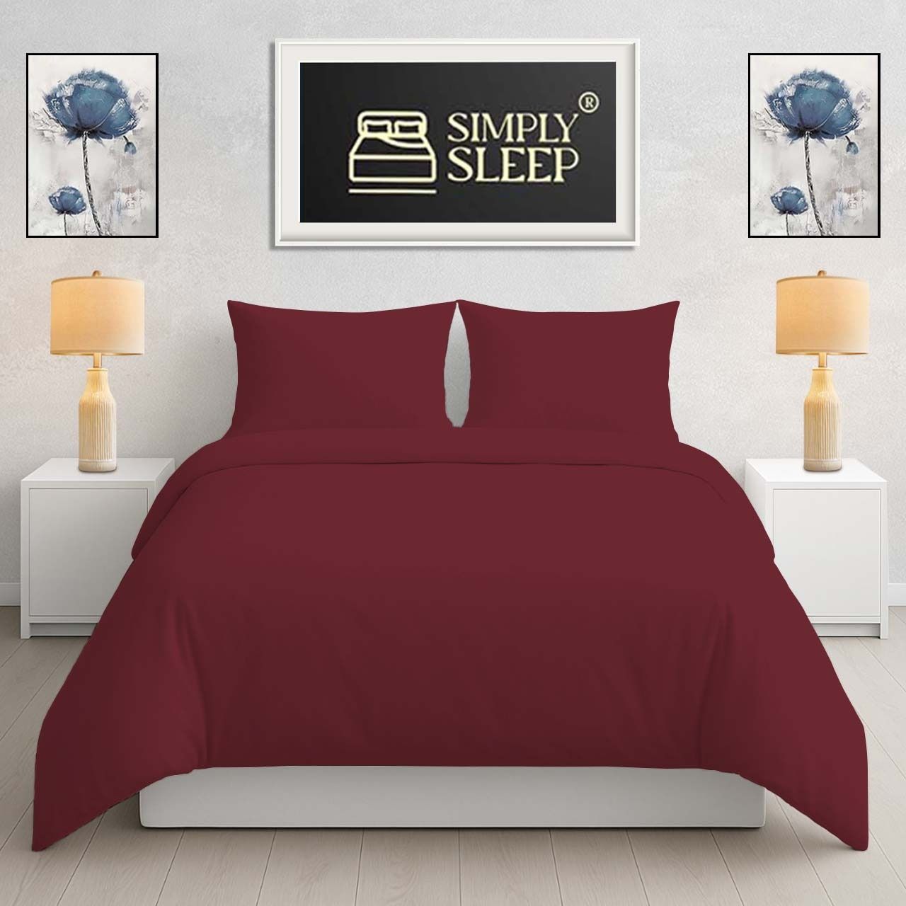 Simply Sleep - Everyday Collection Duvet Cover Set - Plain - 90GSM- (1Set) Pomegranate - Queen