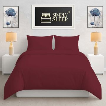 Simply Sleep - Everyday Collection Duvet Cover Set - Plain - 90GSM- (1Set) Pomegranate - Queen