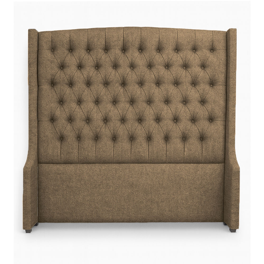 Reya Buttoned Wing Headboard King Dark Brown