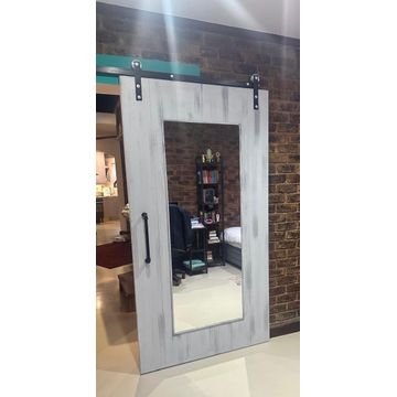 Door, Barn style with mirror, white washed