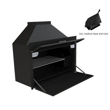 Avalon Build In Braai Complete Steel Black (1000mm) 1000 x 490 x 690mm Includes medium base and cowl