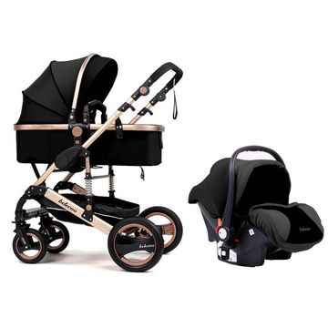 Belecoo stroller 3 in 1 Foldable Baby Pram - Black