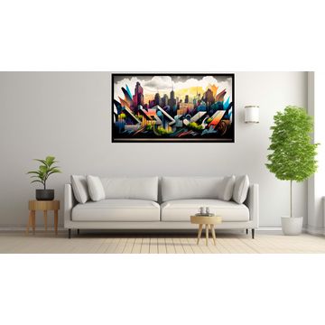 Canvas Wall Art - Canvas Wall Art – City Skyline Graffiti - B1139 [120 x 80 cm]