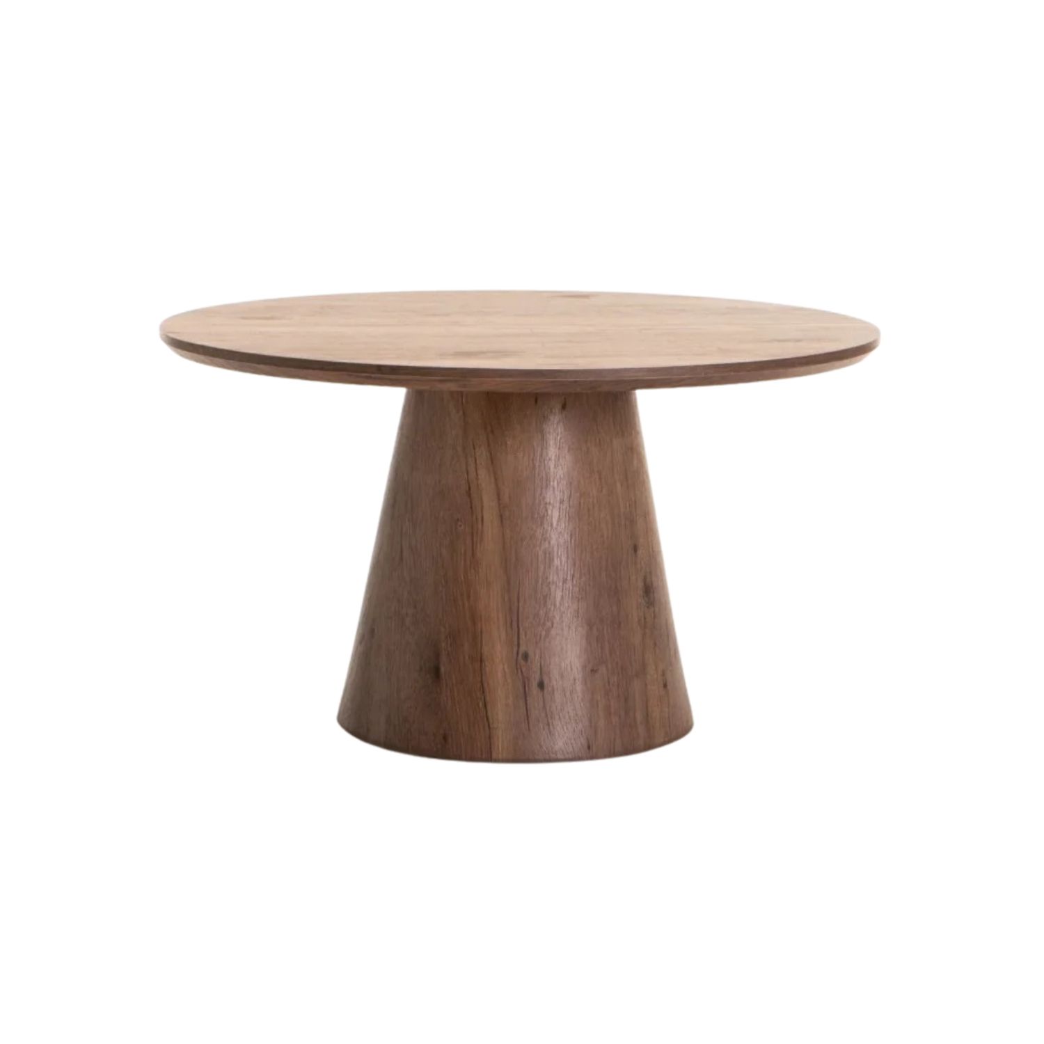 80cm Round Wooden Coffee Table - Walnut