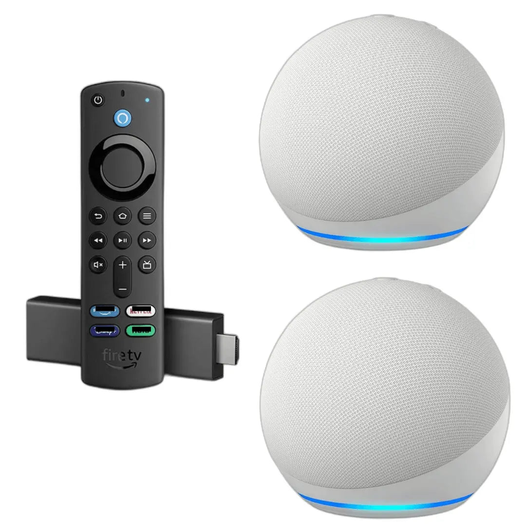 Amazon Echo Dot (5th Gen) - 2x Smart Speakers + Amazon Fire Stick TV 4K