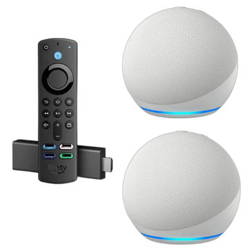 Amazon Echo Dot (5th Gen) - 2x Smart Speakers + Amazon Fire Stick TV 4K