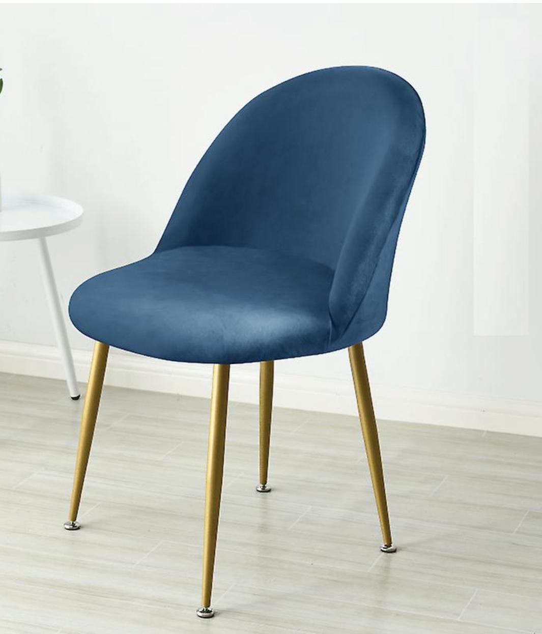 Asher Dinning Chairs with Gold Legs Set of 2 Blue