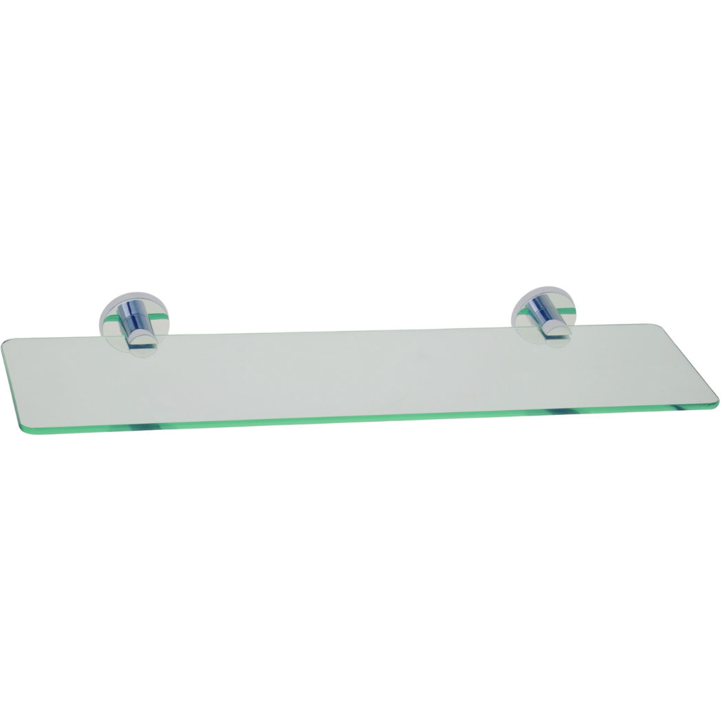 Glass shelf with chrome brackets