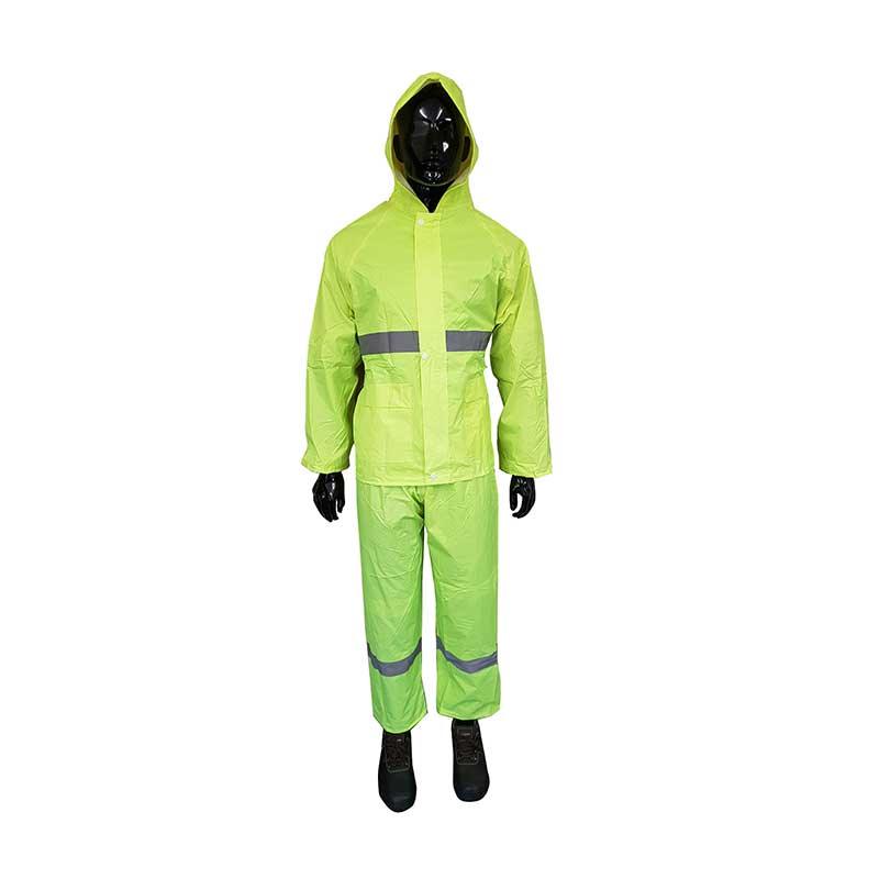 Rubberized High-Visual Reflective Tape Lime Rain Suit 2 Piece Large